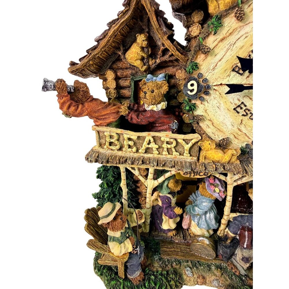 Vintage Boyds Bears Beary Lodge Clock Danbury Mint Resin 1998 Country Cabin - Picture 5 of 9
